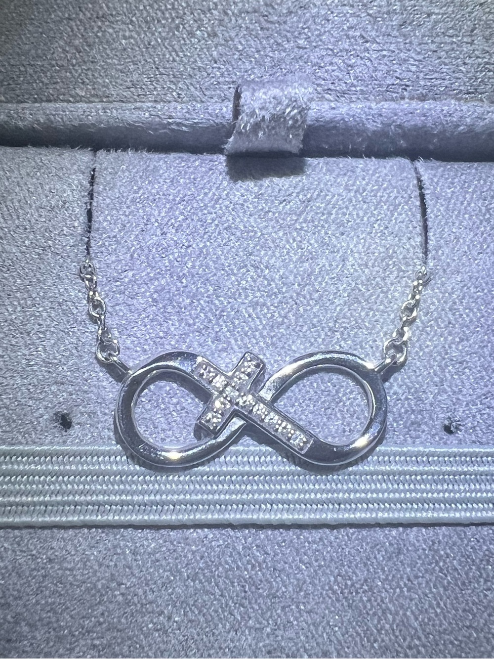 Angara White Gold and Diamond Infinity Necklace - White